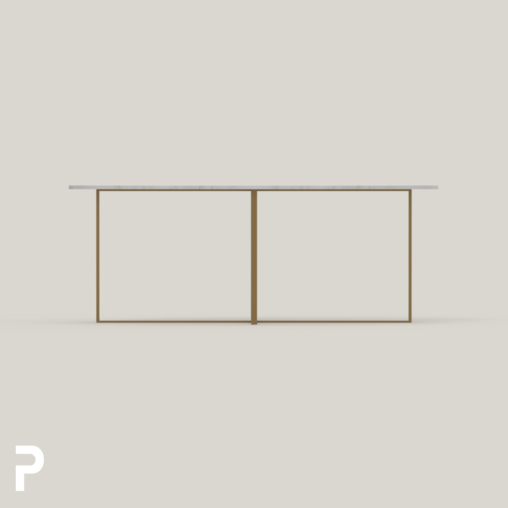 BASIC Oval Pirinç TLEG Beyaz Mermer Masa