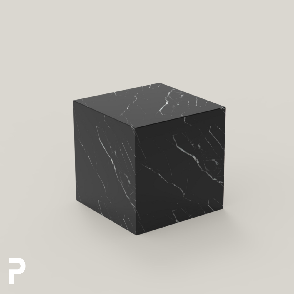 Dali Cube Siyah Mermer Yan Sehpa