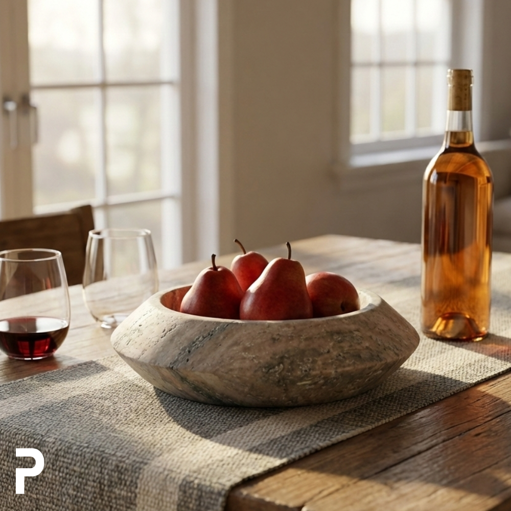 Florena Silver Traverten Bowl