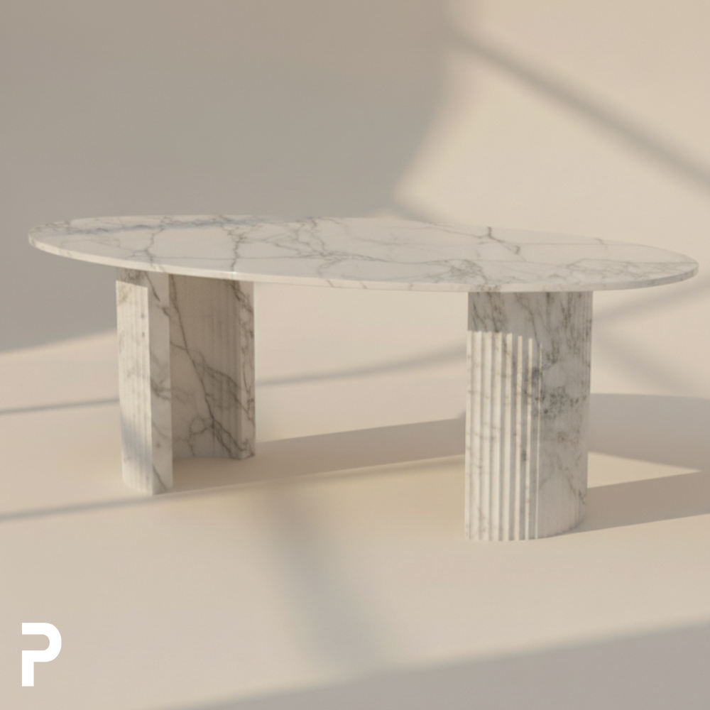 Mateo CLEG Beyaz Mermer Masa