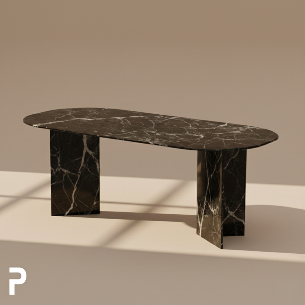 Pipo Black Single Mermer Masa