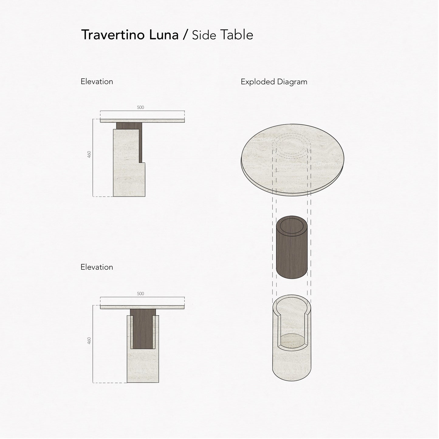 Travertino Luna Sehpa Takımı