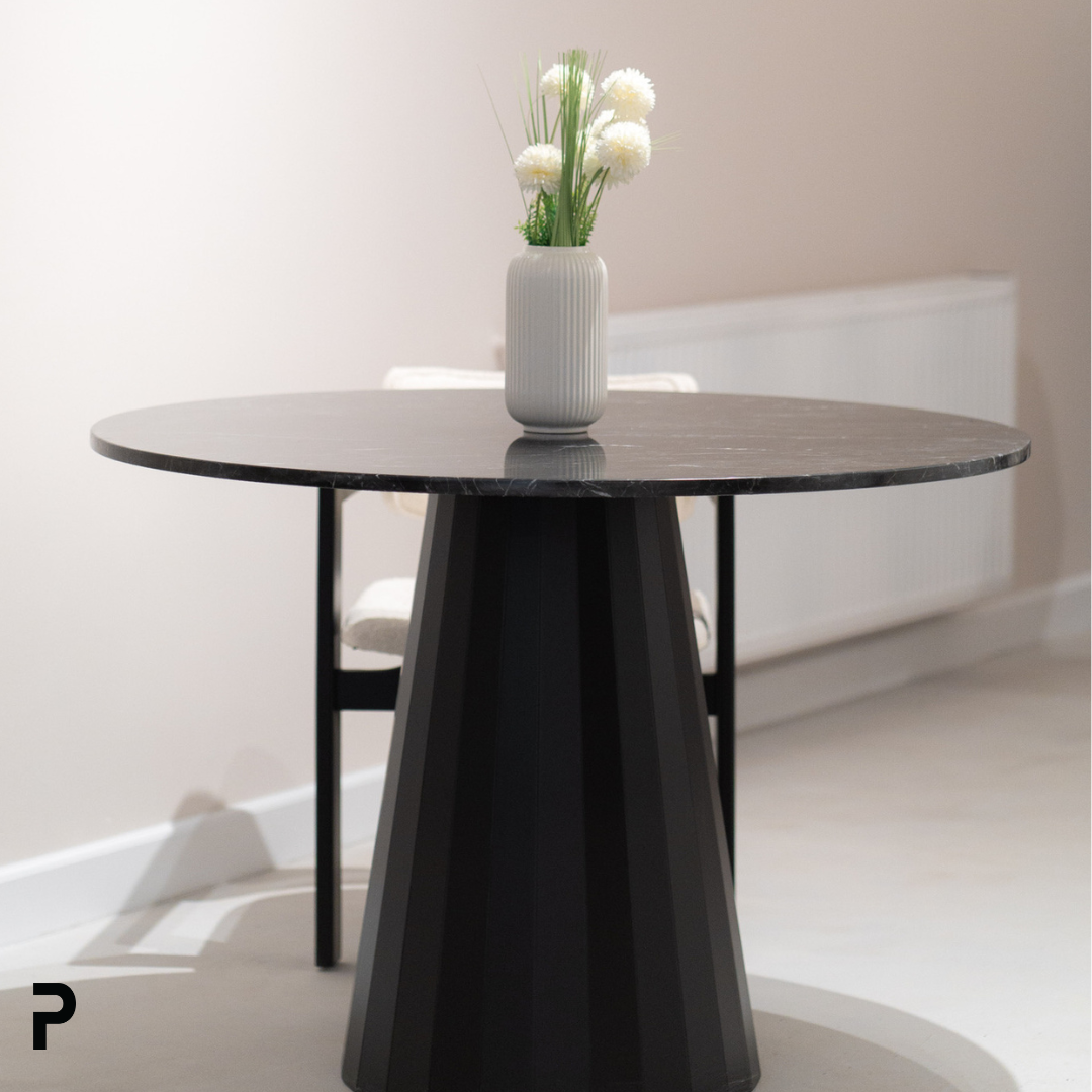 BASIC Circle Siyah Cone Siyah Mermer Masa