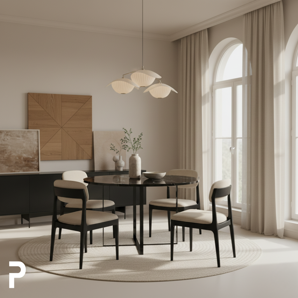 BASIC Circle Siyah TLEG Siyah Mermer Masa