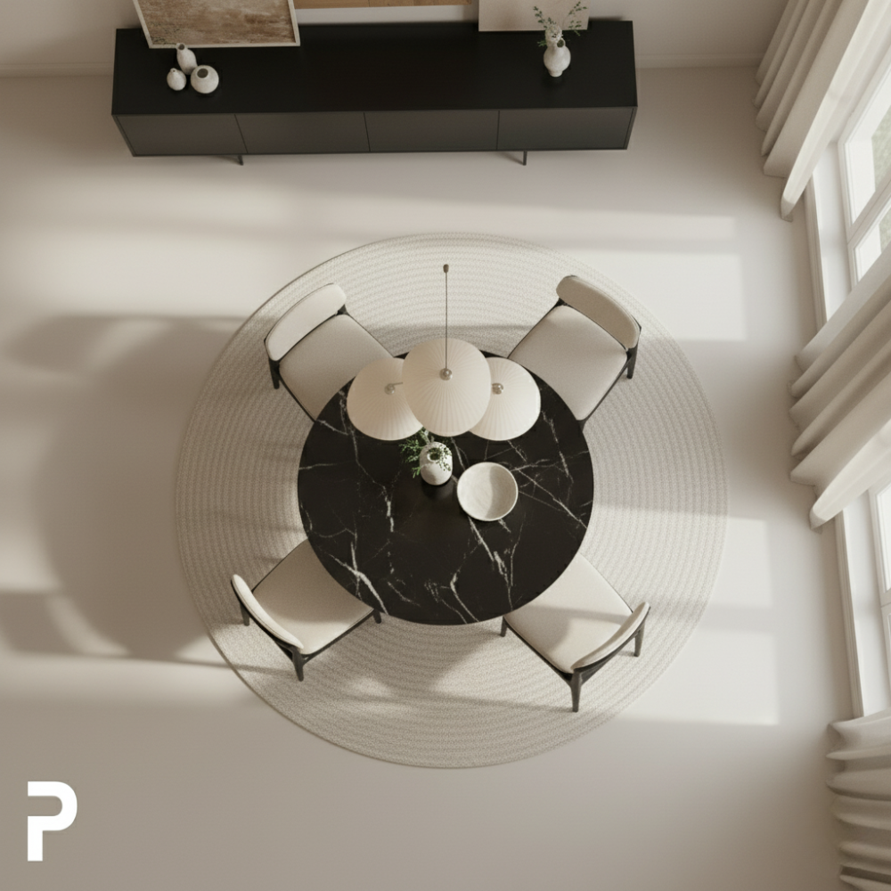 BASIC Circle Siyah TLEG Siyah Mermer Masa