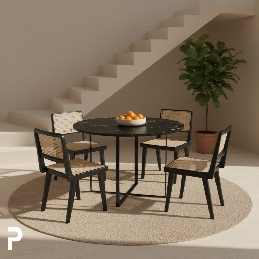 BASIC Circle Siyah TLEG Siyah Mermer Masa