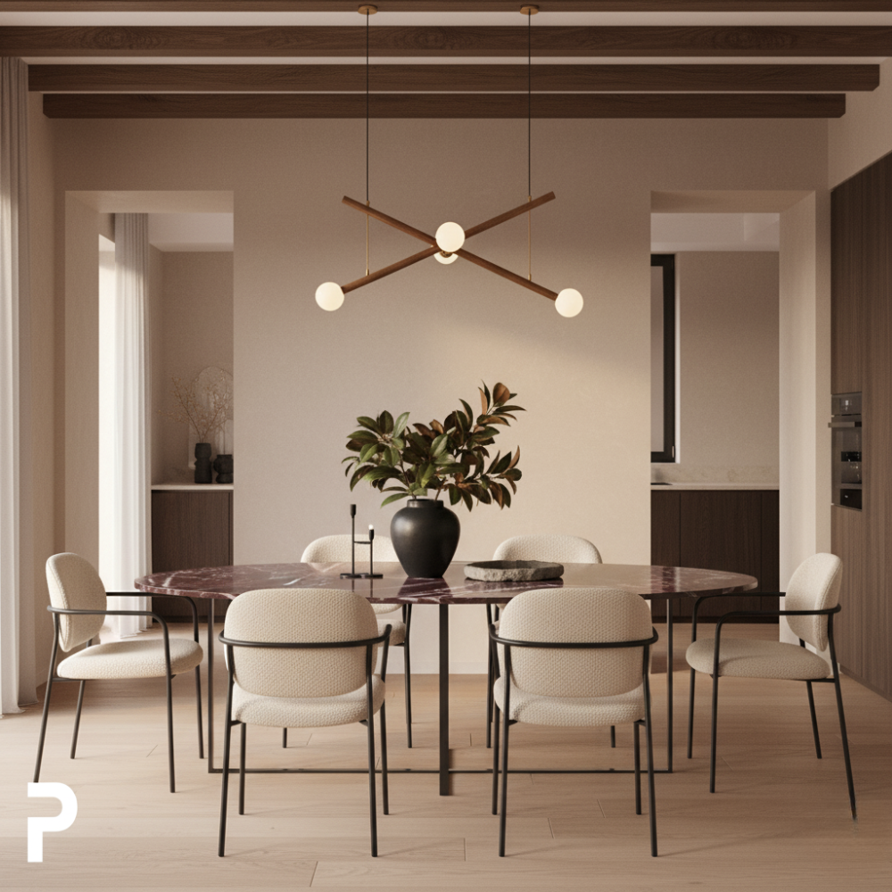 BASIC Oval Siyah TLEG Vişne Mermer Masa