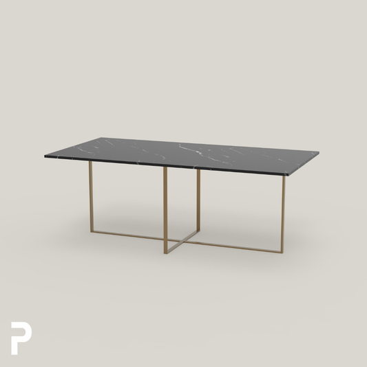 BASIC Rect Pirinç TLEG Siyah Mermer Masa