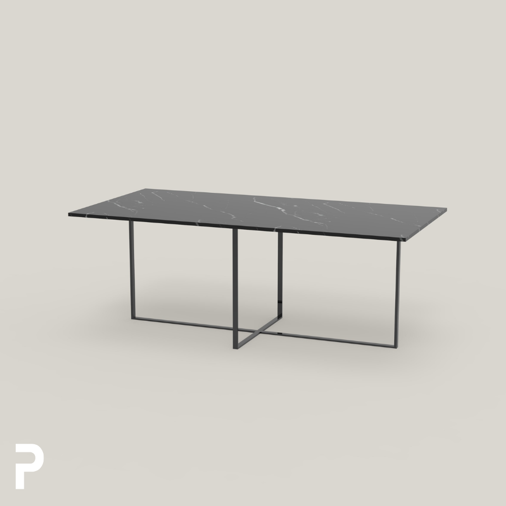 BASIC Rect Siyah TLEG Siyah Mermer Masa