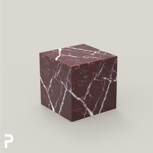 Dali Cube Vişne Mermer Yan Sehpa