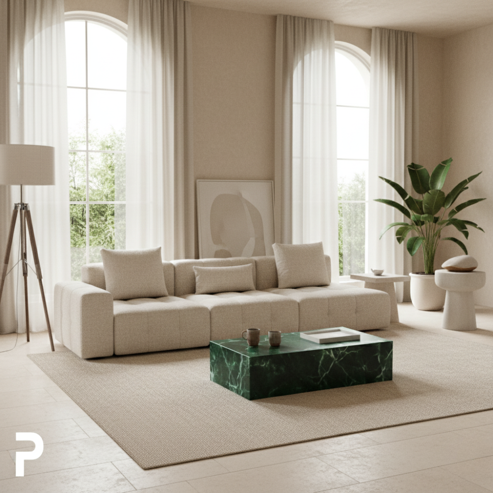 DALI Laying Rect Green Mermer Orta Sehpa