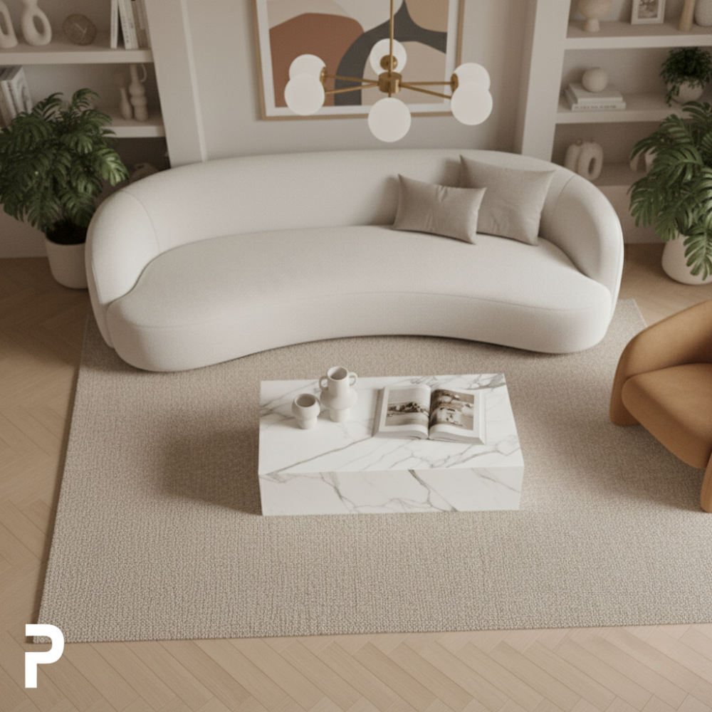 DALI Laying Rect Beyaz Mermer Orta Sehpa