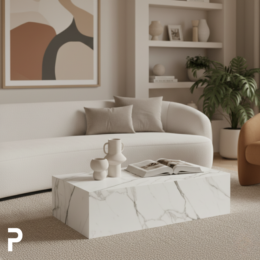 DALI Laying Rect Beyaz Mermer Orta Sehpa