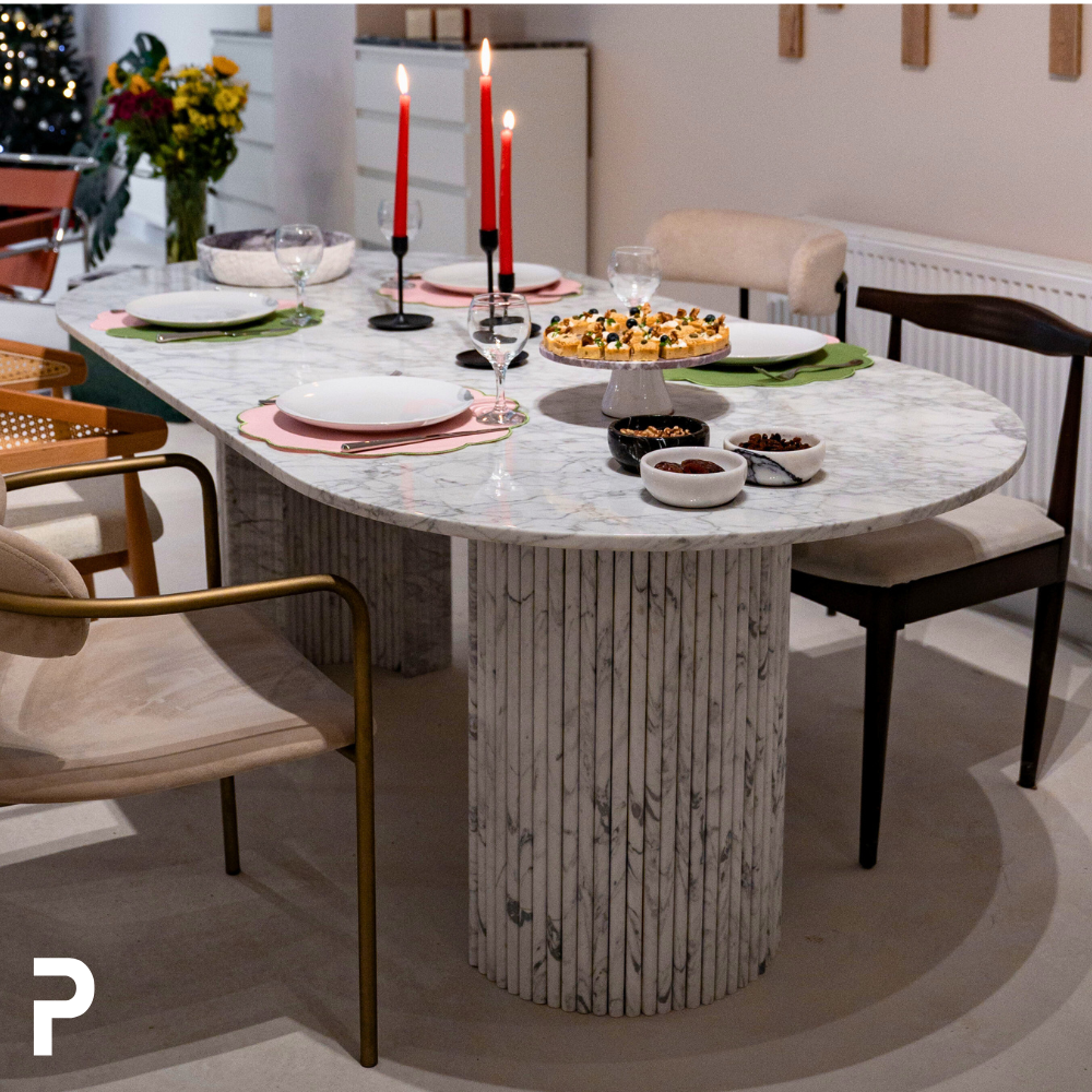 Mateo CLEG Beyaz Mermer Masa