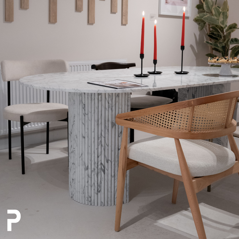 Mateo CLEG Beyaz Mermer Masa