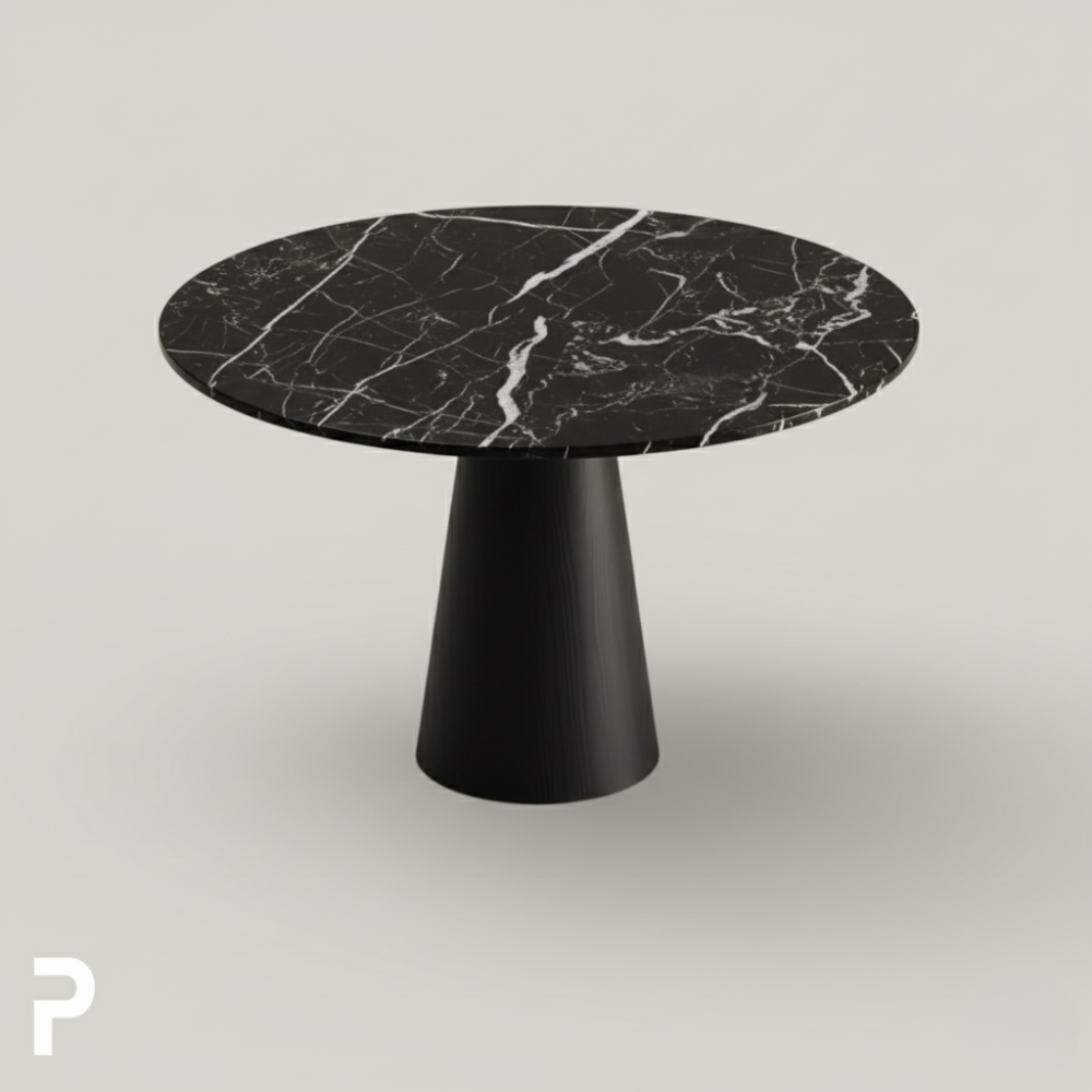 BASIC Circle Siyah Cone Siyah Mermer Masa