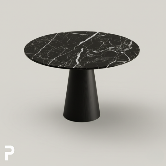BASIC Circle Siyah Cone Siyah Mermer Masa