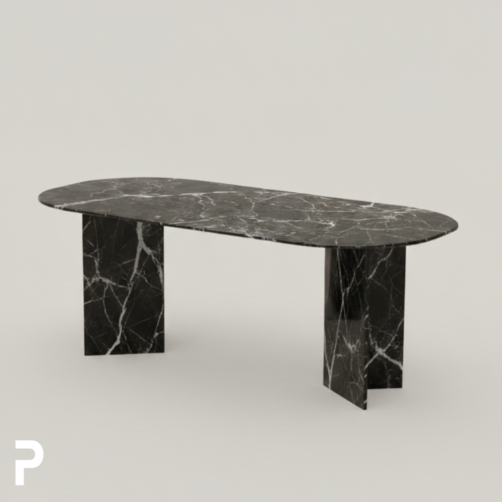 Pipo Black Single Mermer Masa