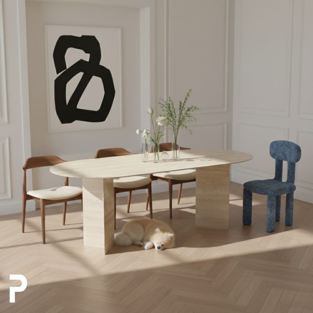 Pipo Traverten Single Mermer Masa