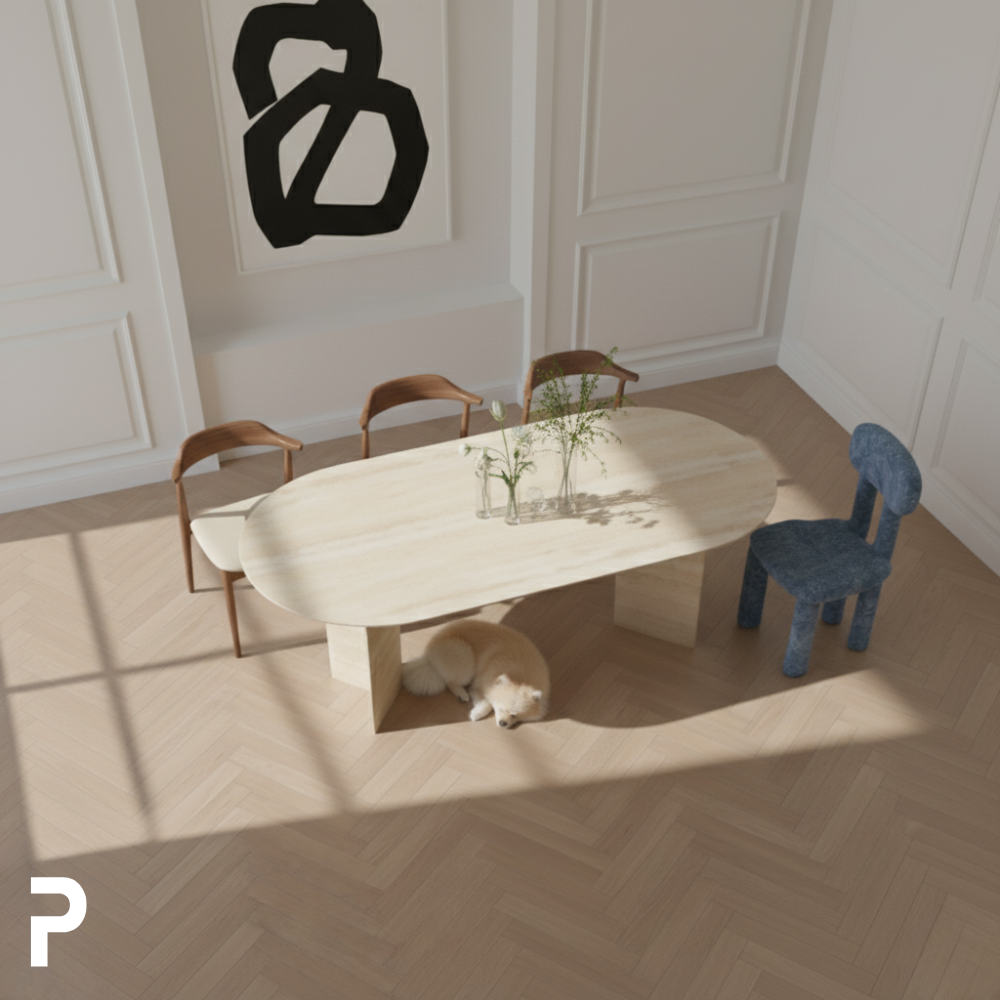 Pipo Traverten Single Mermer Masa