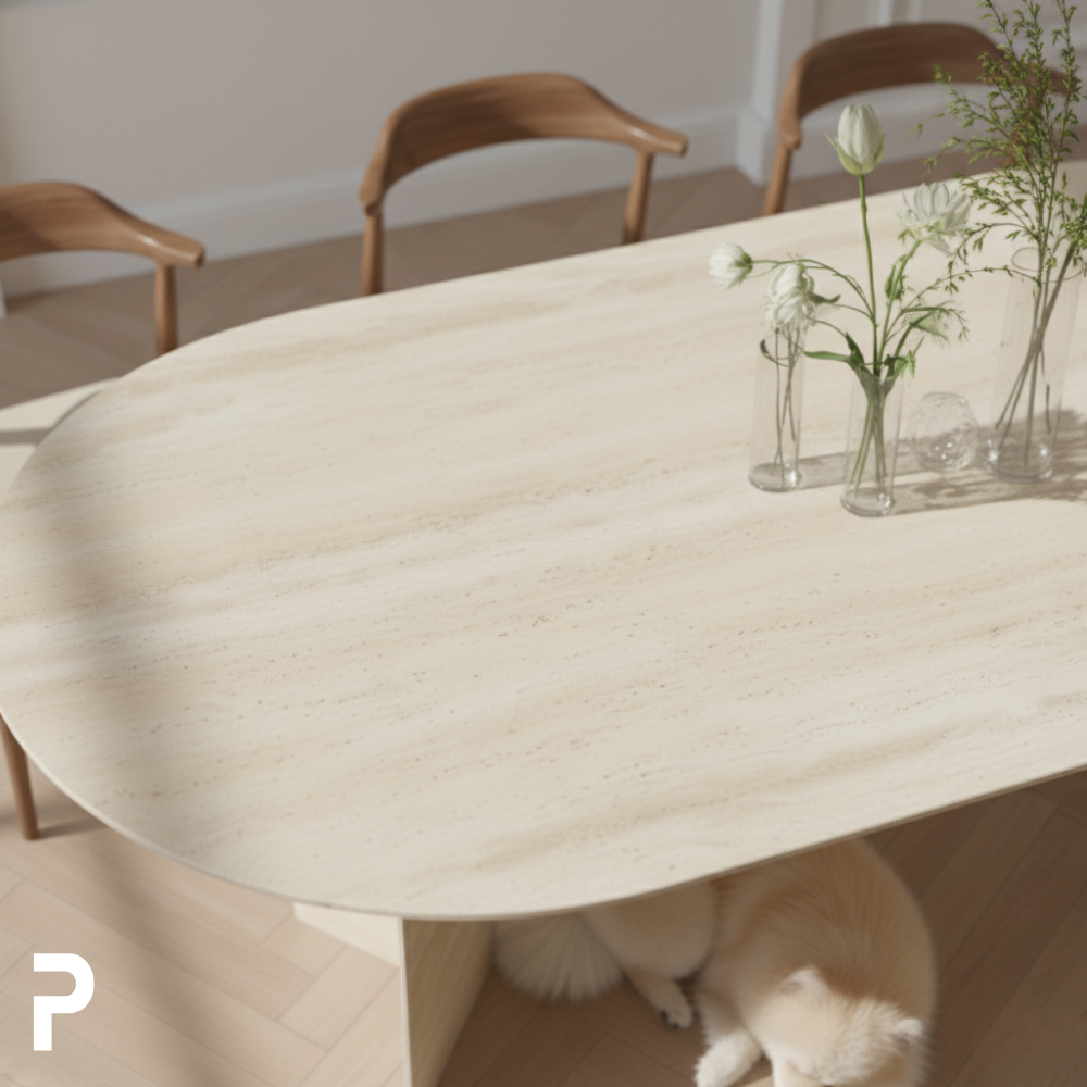 Pipo Traverten Single Mermer Masa