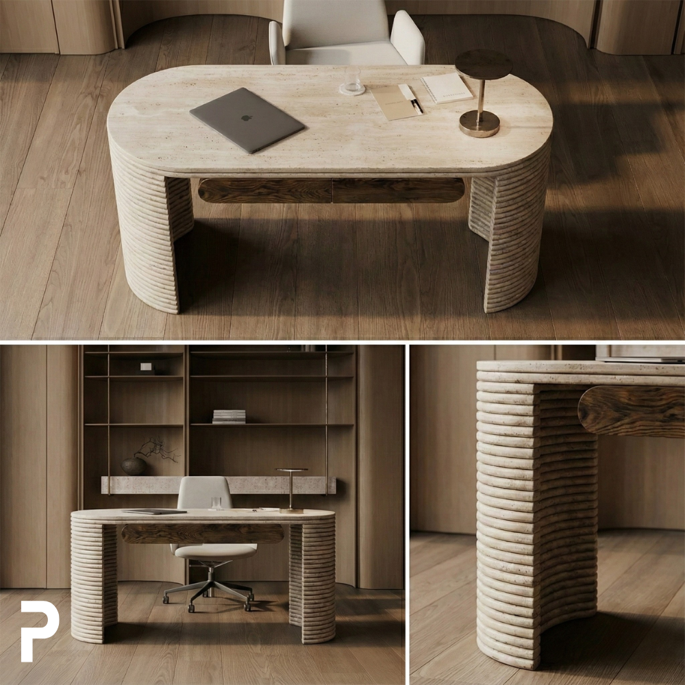 Travertine Ripple Desk Çalışma Masası