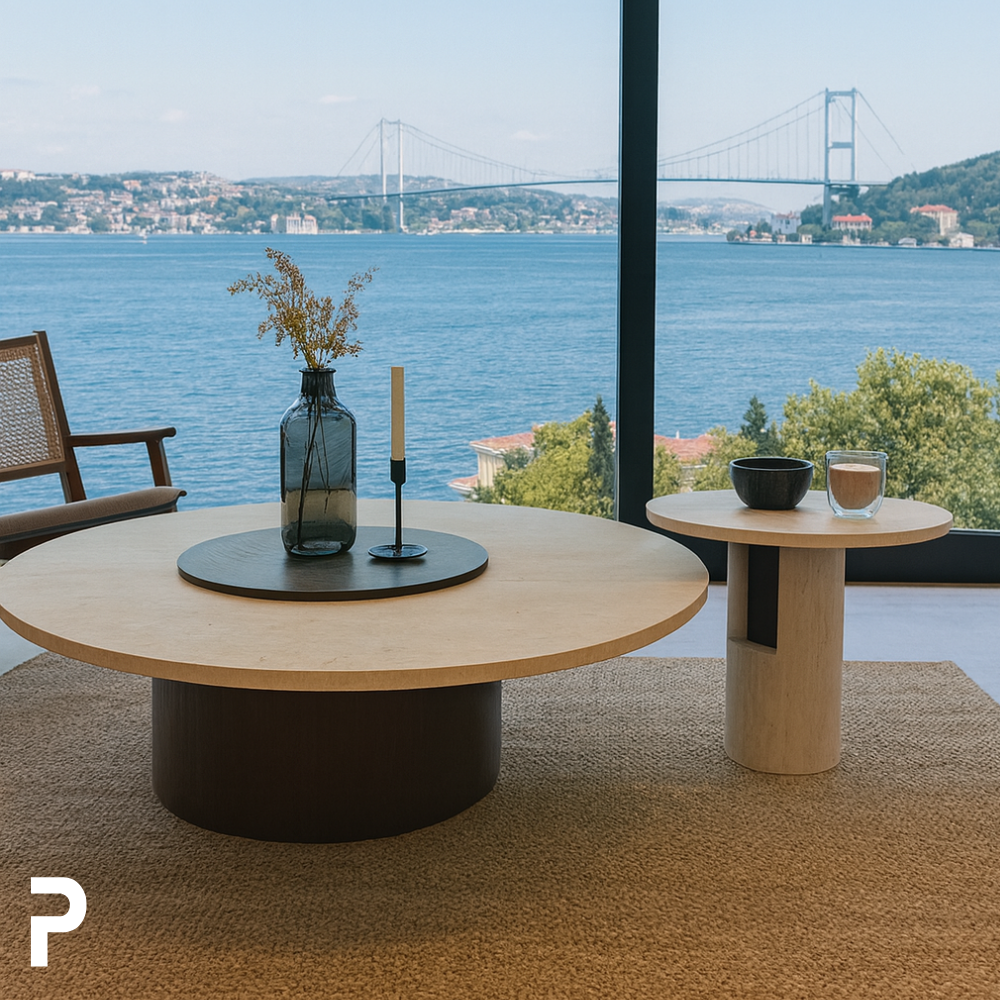 Travertino Luna Sehpa Takımı