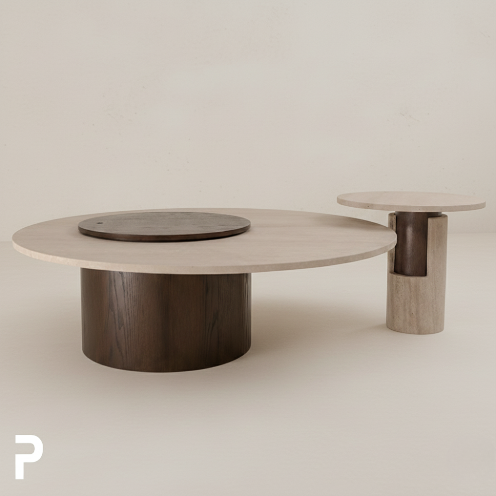 Travertino Luna Sehpa Takımı