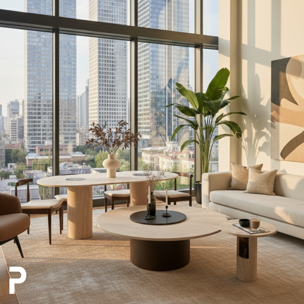 Travertino Luna Sehpa Takımı