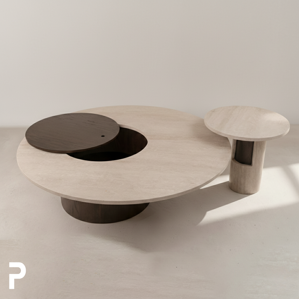 Travertino Luna Sehpa Takımı